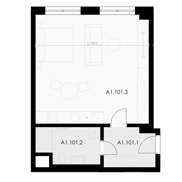 1-комнатная, 48 m² floor plan