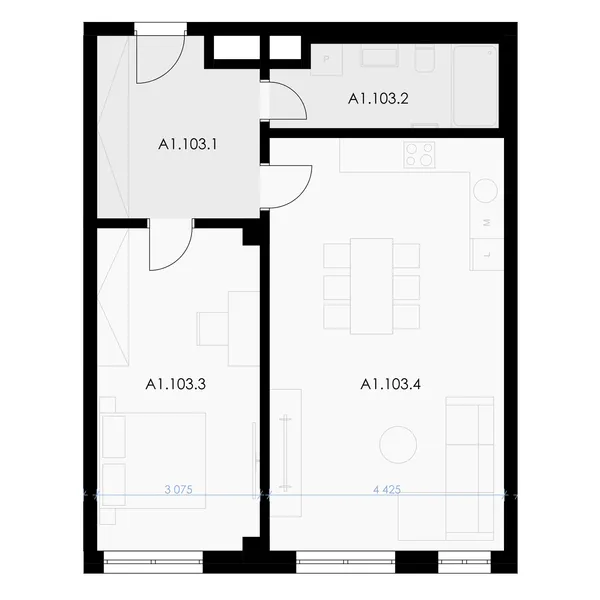 2-комнатная, 73.1 m² floor plan