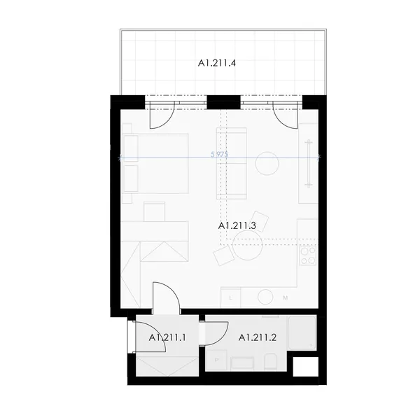 1-комнатная, 47 m² floor plan