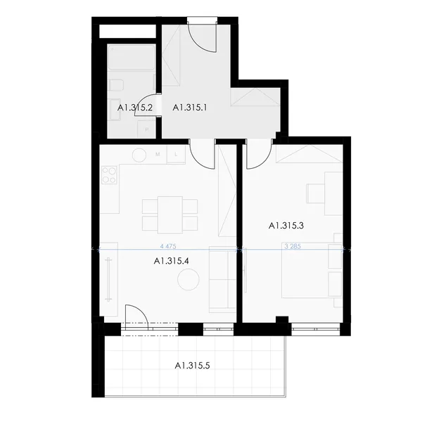 2+kk, 64.7 m² floor plan