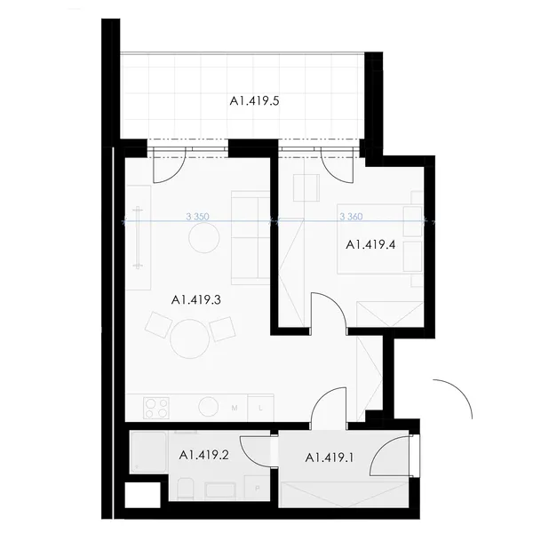 2-комнатная, 52 m² floor plan