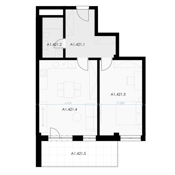 2+kk, 64.7 m² floor plan