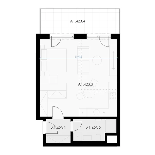 1-комнатная, 47 m² floor plan