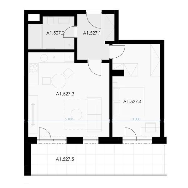 2+kk, 58.3 m² floor plan